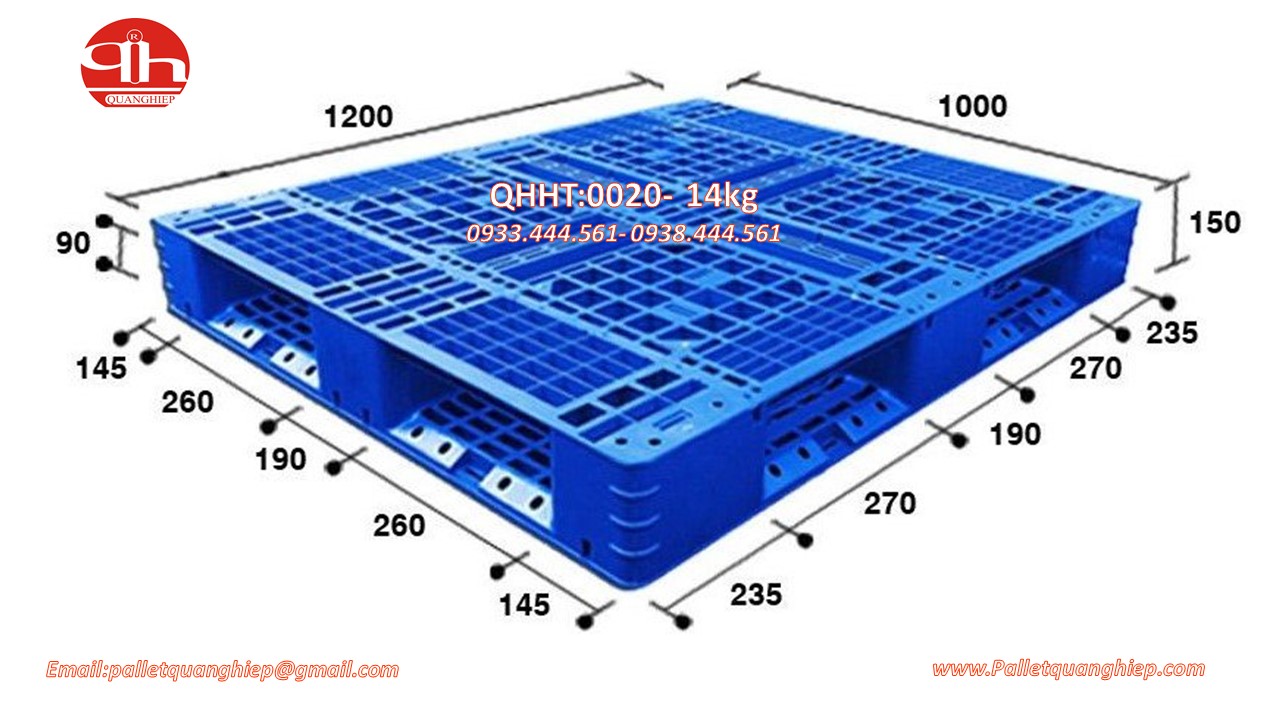 PALLET NHỰA 1200x1000x150mm